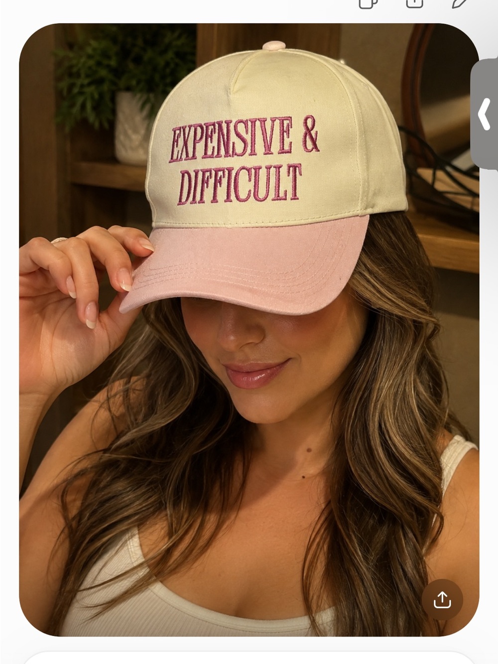 Expensive & Difficult Pink and Cream Embroidered Baseball Cap